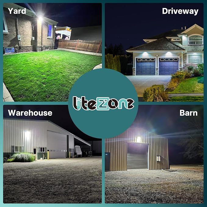 Glass Lens Wall Pack: 120W LED Wall Pack Light with Dusk-to-Dawn Photocell 4Packs - UL Listed Outdoor Security Lighting Commercial and Industrial for Parking Lot Yard Warehouse