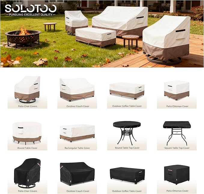 Outdoor Square Table Cover Waterproof UV-Resistant for 40 x 40 Inch Patio Tables - Heavy Duty Weatherproof Table Top Protector with Elastic Hem (Black)