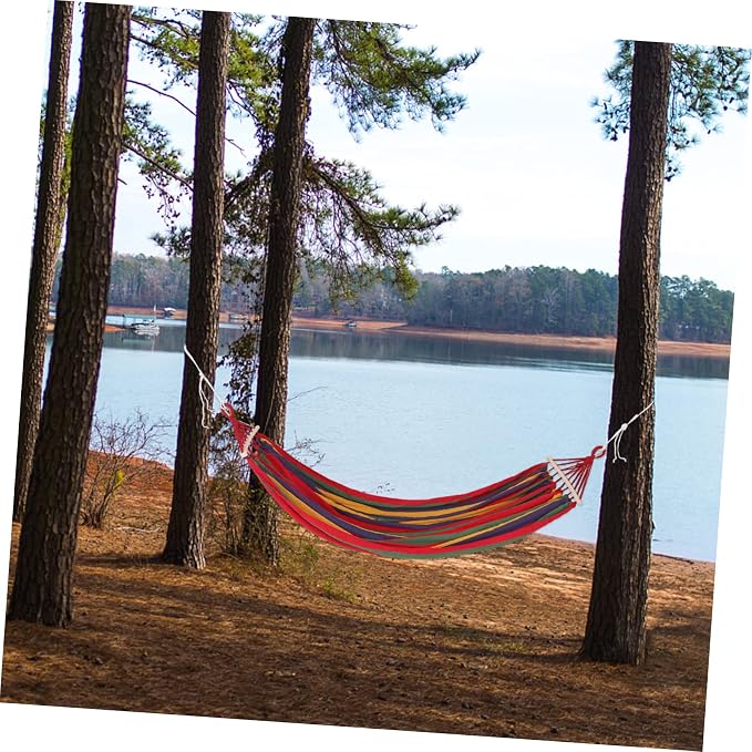 LIOOBO 150kg Portable Rollover Canvas Hammock for Camping Hiking Travel Garden Beach