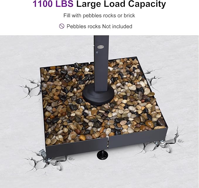 PURPLE LEAF 10' X 13' Rectangle Patio Umbrella with Wheeled Base Large Windproof Offset Hanging Cantilever Umbrella Outdoor Umbrella Outdoor Patio Turquiose Blue