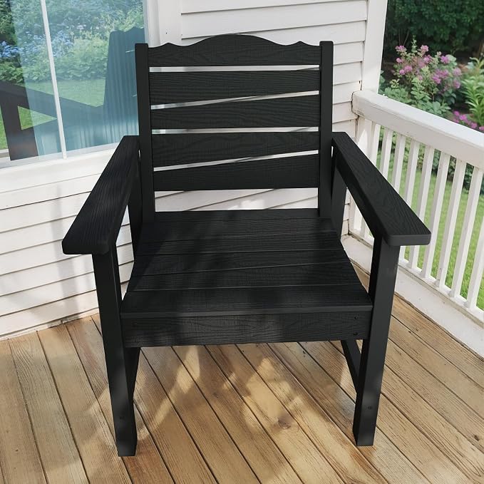 Patio Chairs Set, 3 Pieces Weatherproof HIPS Outdoor Furniture, Patio Chairs Conversation Sets with Side Table for Garden Porch Lawn & Backyard (Black)
