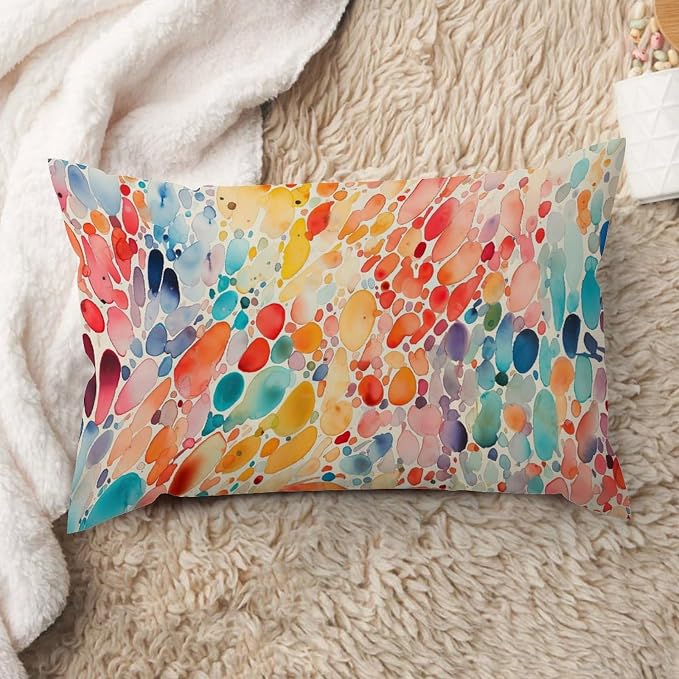 Make It Rain Fiesta Lumbar Pillowcases Rainbow Colorful Pillow Covers 16x26in Farmhouse Accent Outdoor Garden Decoration for for Home Indoor Sofa Couch Decor
