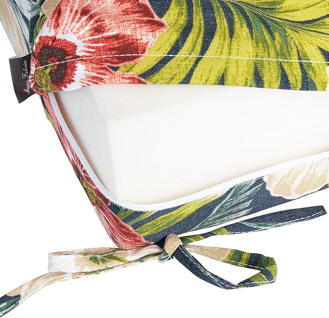 Magpie Fabrics Outdoor Cushion Cover Replacement 2 Pack, NO Insert! Water Repellent Slipcover with Ties Decor for Patio Garden Chair Sofa Bench Wicker(Midnight Floral, 24x24x4 Inch)