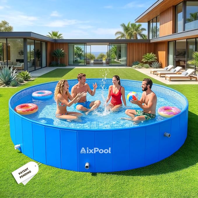 2026 Large Foldable Pool,Non-Inflatable Pool for Adult,Foldable Swimming Pool,Plastic Kiddie Portable Pool,Collapsible Kid Pool for Backyard,Oversized Easy Setup Family Pool for Adult,7.6FT