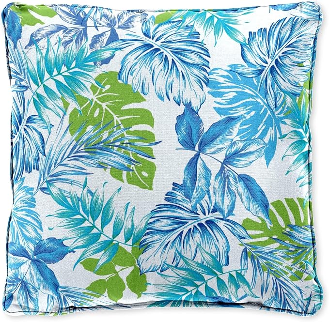 BrylaneHome Bh Outdoor Performance 16" Sq. Toss Pillow - Blue Fern