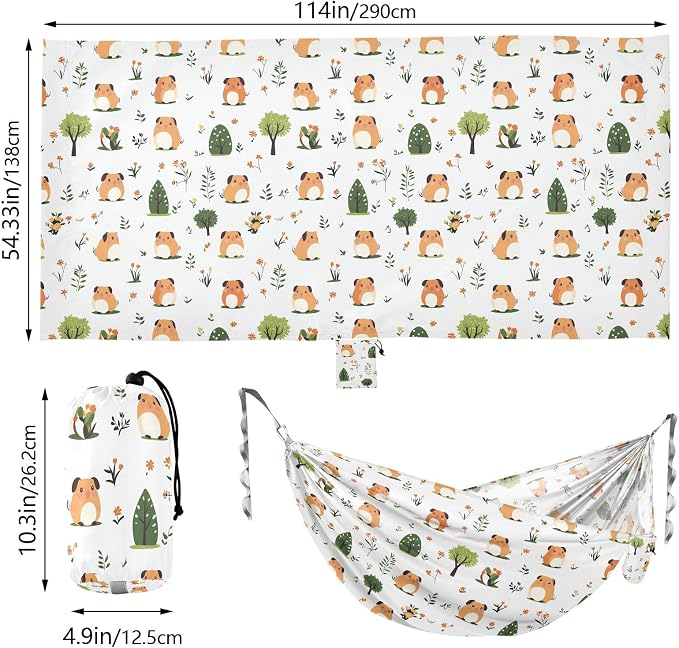 Camping Hammock Outdoor Hammocks for Outside Cavy Guinea Pig Beach Trees Portable Lightweight with Pockets Tree Straps Indoor