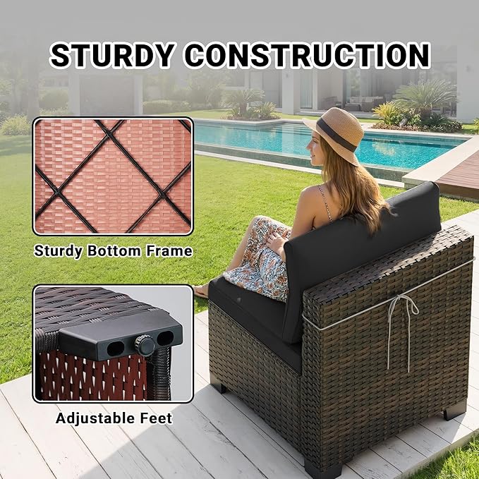 LAFWLL 7 Pieces Outdoor Patio Furniture Sets,Rattan Conversation Sectional Set,Manual Weaving Wicker Patio Sofa with Tea Table