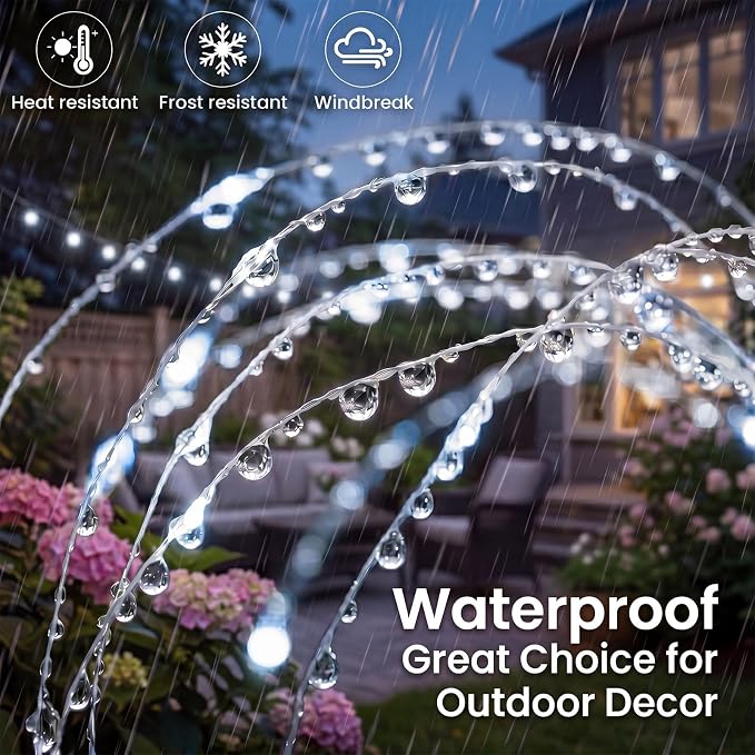 btfarm 3 Pack Solar Garden Lights Outdoor, 8 Modes Firework Lights Outside | 120LED, Waterproof Fairy Twinkle Light Solar Powered for Yard Christmas Pathway Lawn Pool Patio Decorative, Cool White