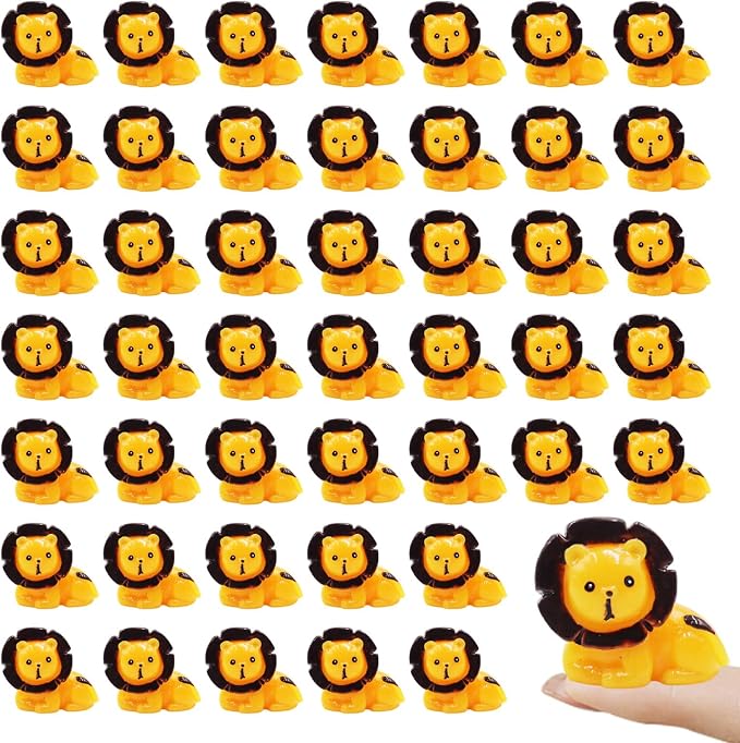 50 PCS Mini Lion Figurines for Fairy Gardens,Miniature Landscapes, Micro Landscape be Used for Various DIY Projects and Decorative