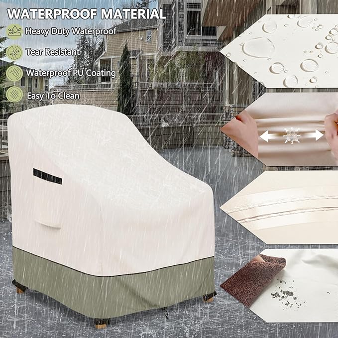Outdoor Chair Covers 4 Pack 30 W x 34 D x 36 H inches,600D Heavy Duty Waterproof Adirondack Chair Cover,Outdoor Furniture Covers for Lawn/Garden Chiar