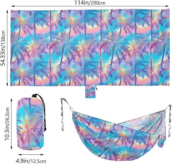 Camping Hammock Outdoor Hammocks for Outside Plam Tree Beach Trees Portable Lightweight with Pockets Tree Straps Indoor