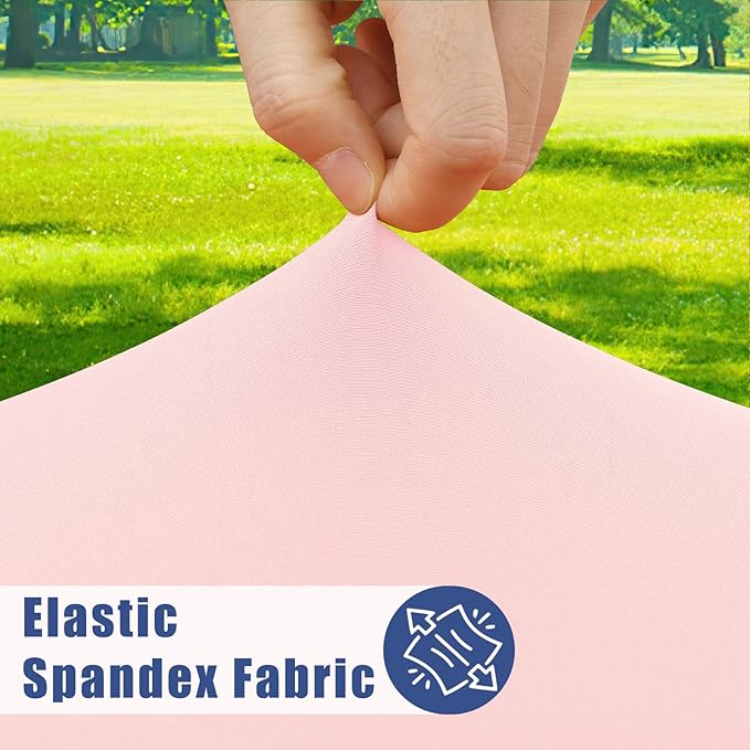Moosfor Spandex 4 Foot Rectangle Table Cloth 2 Pack, Elastic Fitted Tablecloths for Picnic, Stretch Washable Patio Table Cover for Outdoor, Camping, Banquet and Parties (Pink, 30"x48")