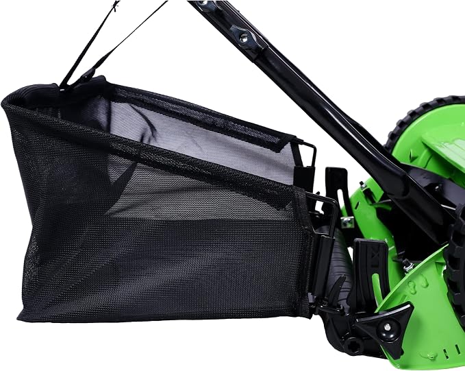 14-Inch 5-Blade Push Reel Lawn Mower with Grass Catcher, Adjustable Blade Height (Green/14-Inch)