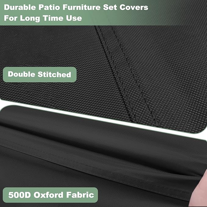 Gasadar Patio Furniture Covers, Outdoor Furniture Cover Waterproof, 600D Heavy Duty, 98"X78"X32", Black