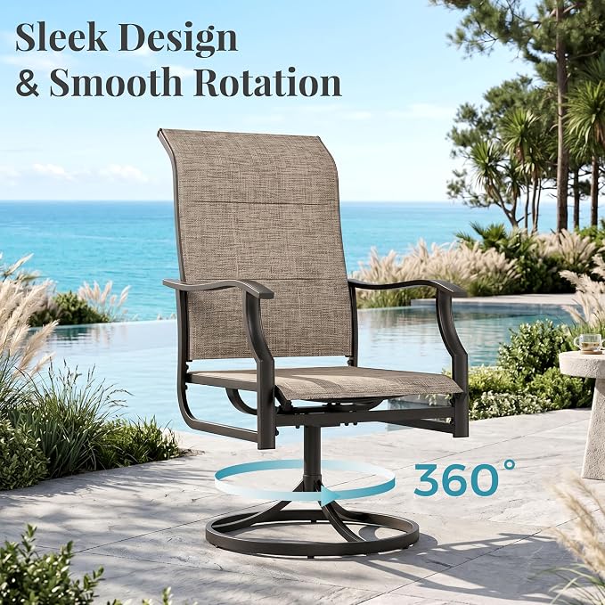 MIXPATIO Outdoor Dining Set for 8, Patio Metal Table and Swivel Chairs Set, 9 Piece Patio Furniture Set with Umbrella Hole for Backyard Deck