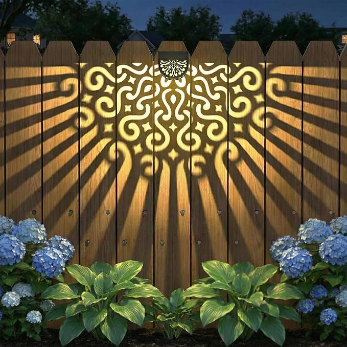 Hapjoy Solar Fence Lights Outdoor 4 Pack Solar Step Lights LED Powered Wall Lights Decorations Warm Yellow Light Waterproof Decorative Lighting for Garden, Front Door, Backyard (Black 3)