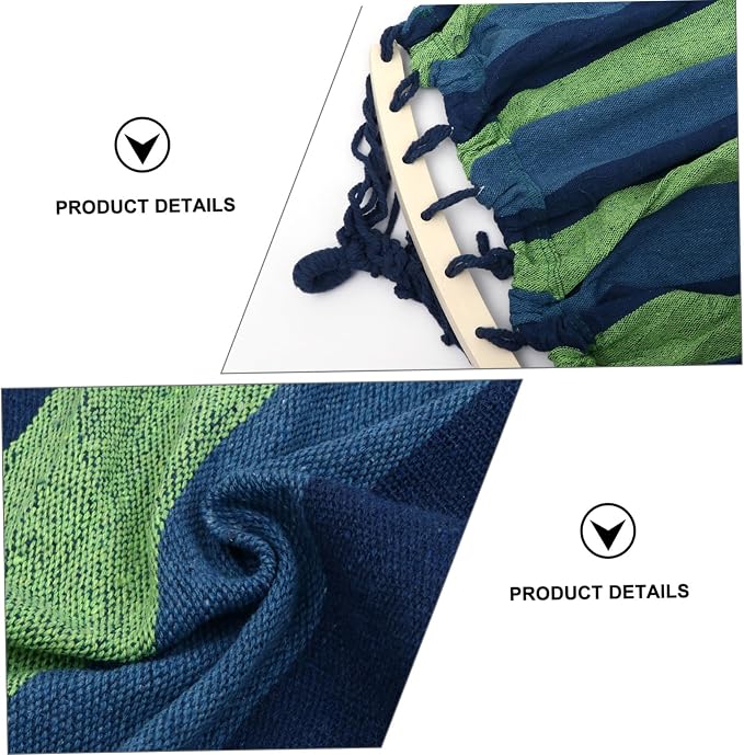 Portable Outdoor Travel Hammock Striped Canvas Swing Bed Lightweight Breathable Easy Assembly for Camping Beach Backyard Use