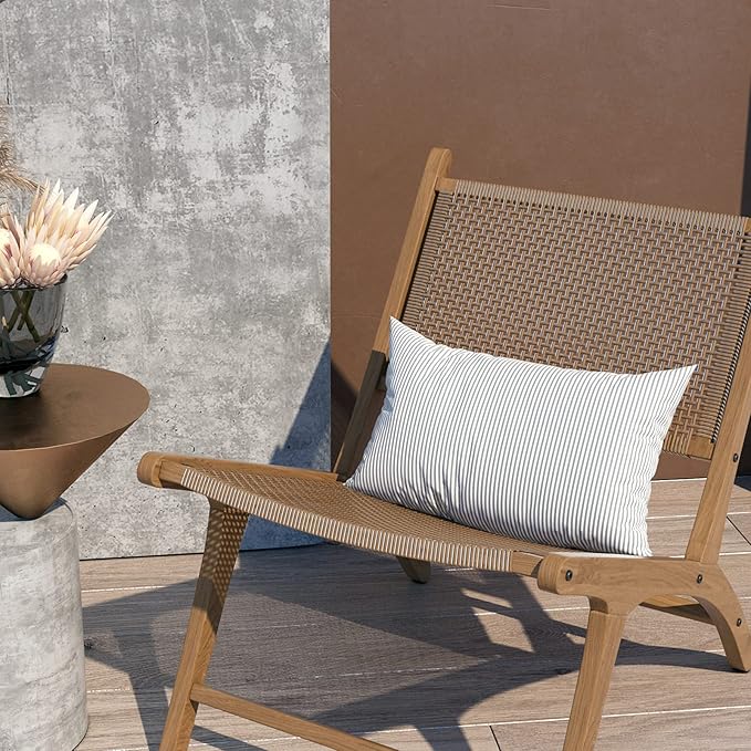 LVTXIII Outdoor/Indoor Lumbar Pillow Covers ONLY Patio Decorative Lumbar Pillow Cases Fade Resistant Cushion Cases for Outdoor Home Patio Furniture, 12” x 20” Pack of 2 - Stripe Grey