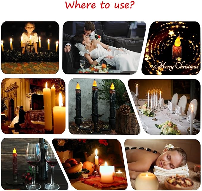 CVHOMEDECO. Real Wax Hand Dipped Battery Operated LED Timer Taper Candles Country Primitive Flameless Lights Décor, 6-3/4 Inch, Brown, 3 PCS in a Package