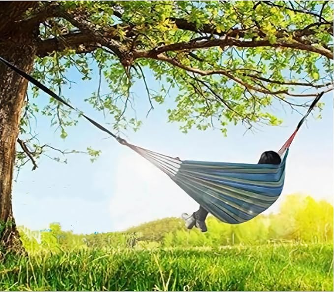 KNC Garden Fabric Camping Hammock with Tree Straps for Hanging Durable Hammock Up to 550lbs,2 Person , Portable Hammock with Travel Bag,Perfect for Camping OutdoorIndoor Patio Backyard, Blue