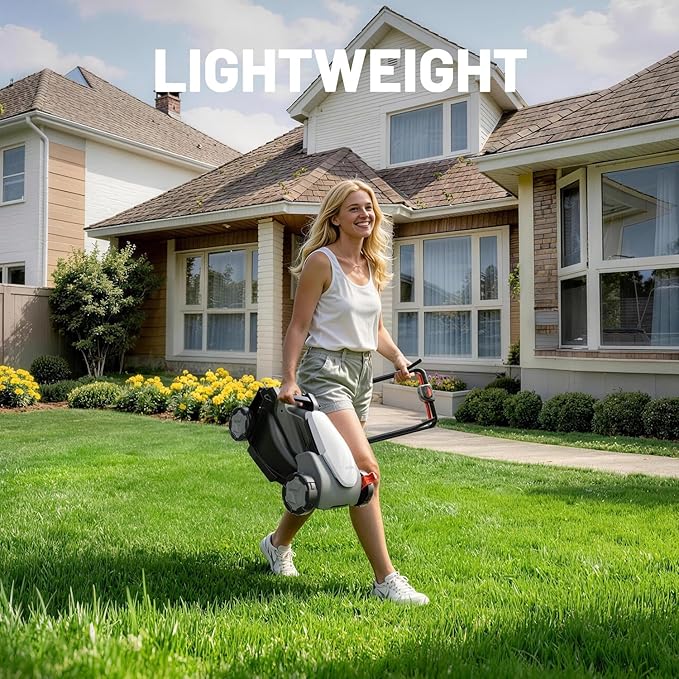 Litheli Cordless Lawn Mower 14 Inch, Brushless Battery Powered Push Mower with 2x5Ah Batteries, 5-Position Height Adjustment, 9-Gallon Bag, Lightweight Grass Cutter for Garden Yard Farm