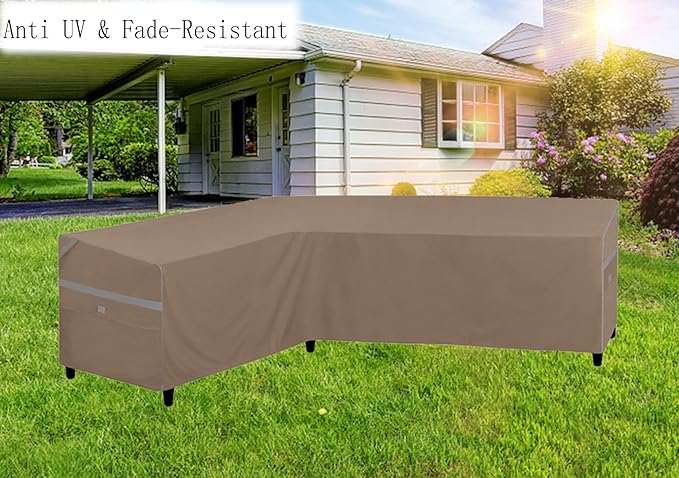 Heavy Duty Waterproof Outdoor L-Shaped Sectional Sofa Cover UV Resistant Patio Furniture Covers for Left Facing 4 Seater 58"L/85"R W X 33"D x 31" H Brown
