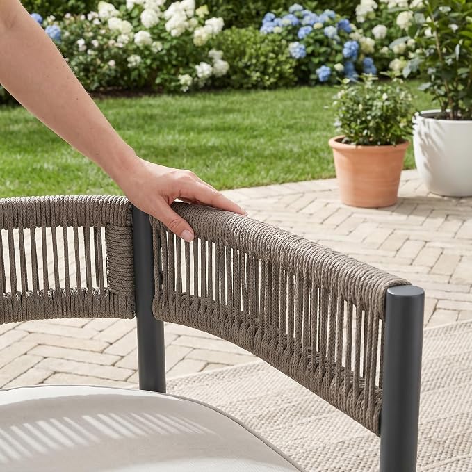 VICLLAX Patio Dining Set for 6-53" Round Table & Cushioned Seats, Black