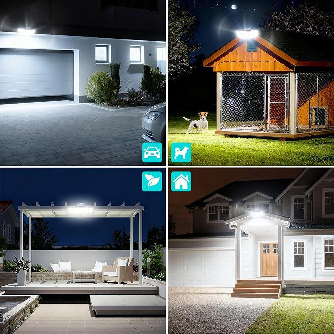 MDCMDCM Solar Lights Outdoor Waterproof Motion Sensor - 3000 Lumens 5-Head Adjustable Solar Flood Light, IP65 Waterproof Solar Security Light for Yard, Garage, Driveway, Garden