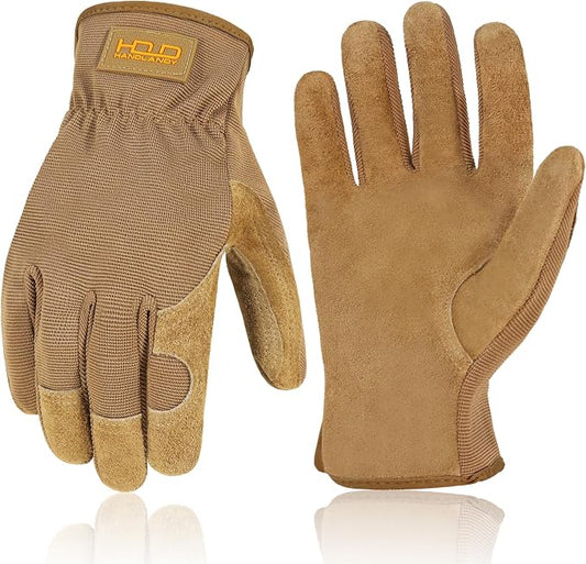 HANDLANDY Leather Gardening Gloves, Leather Work Gloves for Men Women | Durable Utility Men Women Garden Yard Working Glove, for Landscaping, Mechanic, Construction, Driving, Farming, Ranching