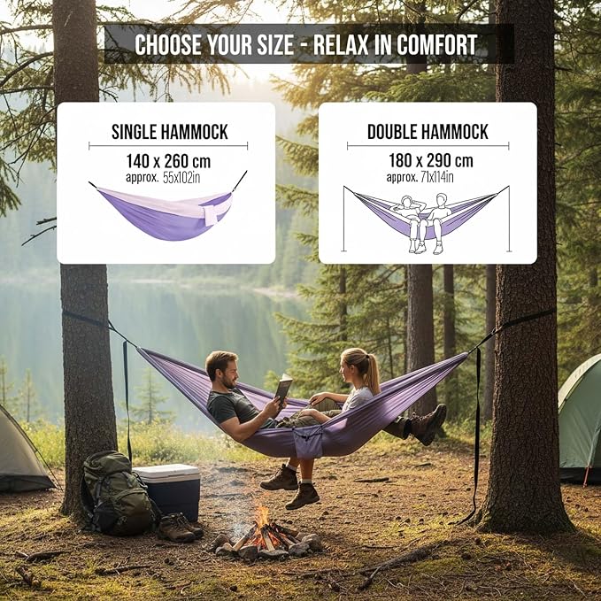 YSUEFIJO Foldable Outdoor Hammock, Travel Hammock for Camping and Relaxing, Hanging Hammock Convenient and Comfortable, Perfect for Garden Or Hiking Trips, Supports 300kg