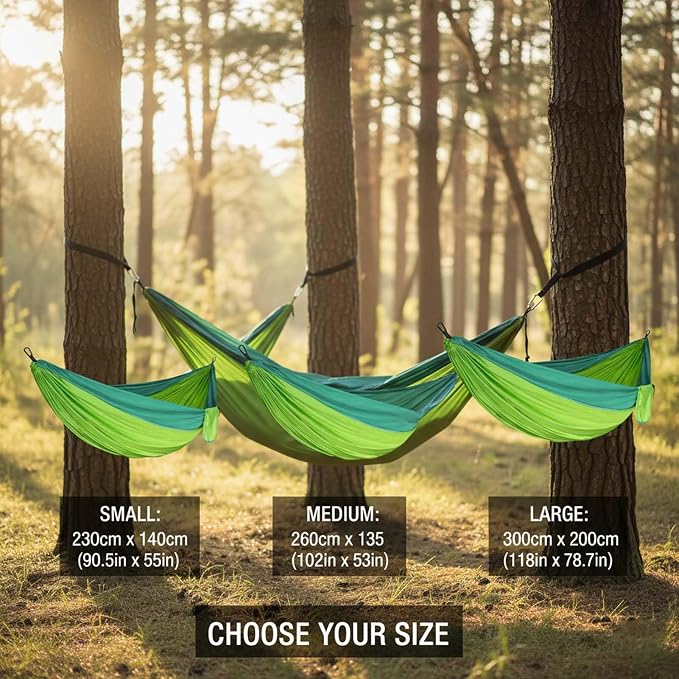 Outdoor Hammock, Double Camping Hammock with Tree Straps and Carabiners, Portable Hammock for Backpacking Beach Patio Garden Yard Camping Accessories