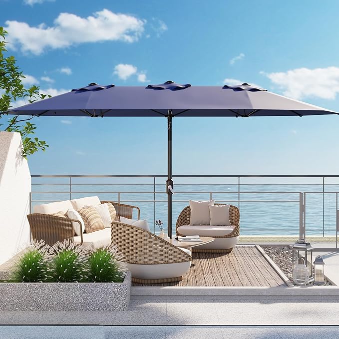 Garvee 13ft Patio Umbrella with Double Canopy, Premium Commercial Extra Large Market Umbrella for Outdoor Dining Sets, Resort Patios and Backyard Entertainment Areas, w/o Base