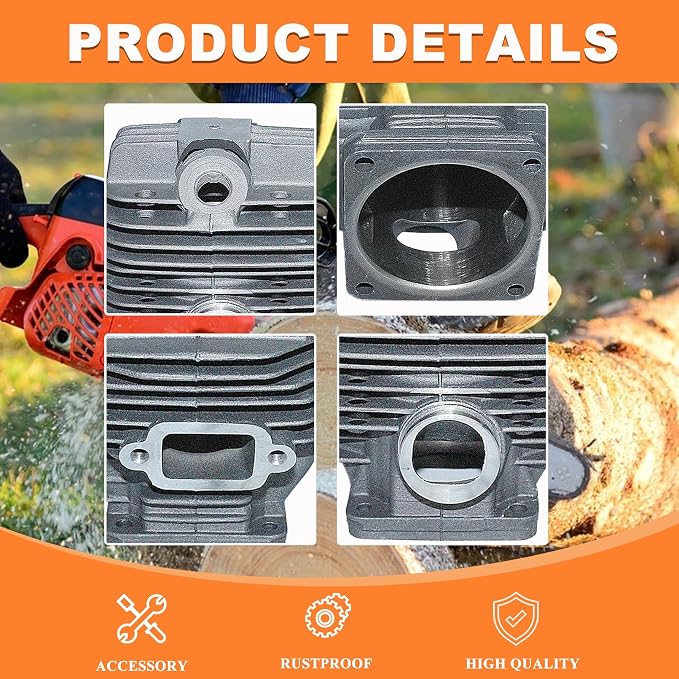 MS440 044 Cylinder Piston Kit for Stihl 044 MS 440 Magnum Chainsaw Parts, 52mm Big Bore Top End Rebuild Pop Up Kit with Gasket Set For Stihl 044 MS440 Chain Saw (12mm Piston Pin) 1128 020 1227