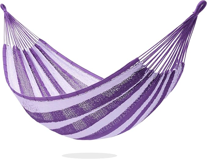 PNAEUT Handwoven Mayan Hammock, Thick Soft Rope Double Hammock for Outdoor Outside & Indoor, 600 lbs Capacity Heavy-Duty, Includes Tree Straps, Carabiners & Carrying Bag (Mauve Purple, X-Large)