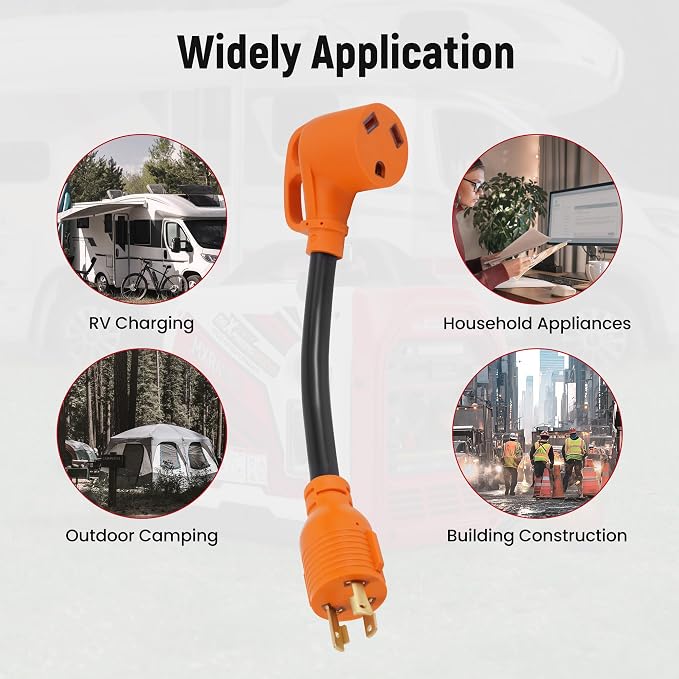 maXpeedingrods Portable 4000 Watt Inverter Generator with RV Adapter Cord 3 Prong 125V 30 Amp to 30 Amp, NEMA L5-30P to TT-30R