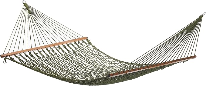 Fab Habitat Rope Recycled Polyester Hammock - Miami - Green - Indoor/Outdoor, Quick Dry, 2 Person 400 lbs Capacity - Patio, Poolside, Backyard, Garden, Beach, Balcony - 12-14 ft Adjustable