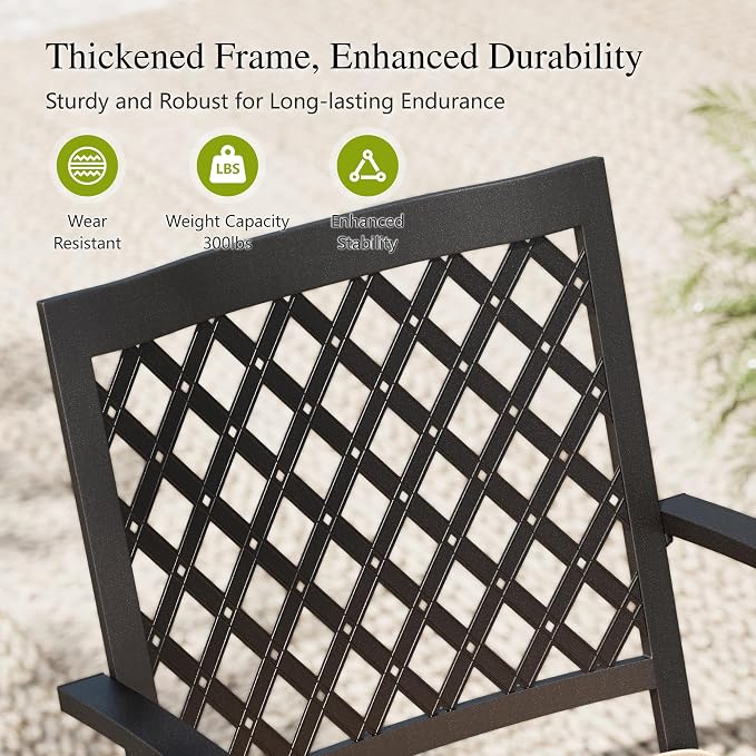 Sophia & William Patio Table and Chairs Set, Outdoor Dining Set for 8, 9 Piece Metal Patio Furniture, 82.7" Black Rectangular Table(Diamond)