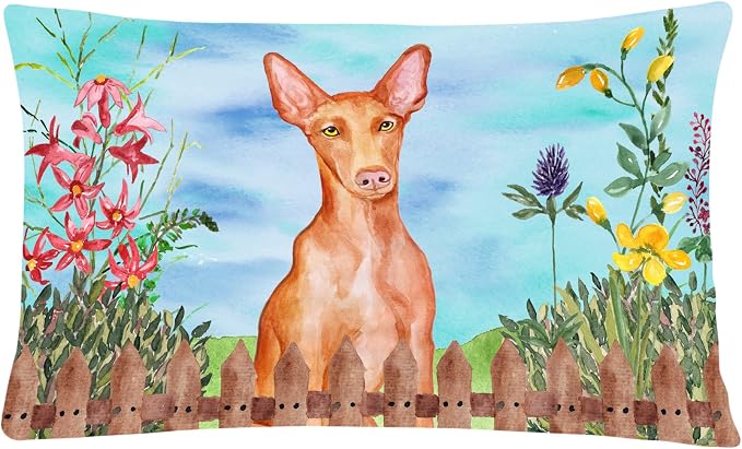 Caroline's Treasures CK1277PW1216 Pharaoh Hound Spring Canvas Fabric Decorative Pillow Machine Washable, Indoor Outdoor Decorative Pillow for Couch, Bed or Patio, 12HX16W