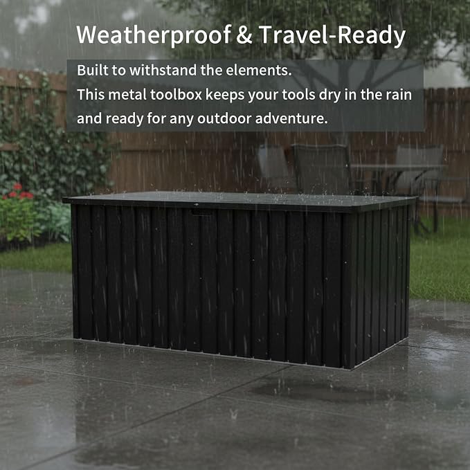 215 Gallon Outdoor Storage Box, Pool Storage Bin with Lockable Lid for Patio Furniture, Pool Supplies, Garden Tools