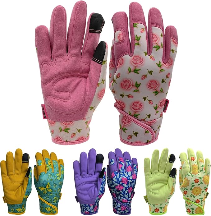 Cute Pattern Gardening Gloves,Thornproof Garden Glove,Gardener Gift | Gardening Gifts for Women,Touchscreen,Tender Thornproof,Cute Pattern,Protection Palm,Machine Washable,Adjustable Cuff