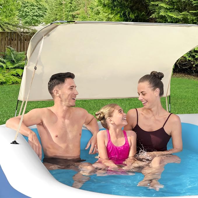 H2OGO! 2 Pack 8 Foot 4 Inch x 70 Inch Summer Bliss Shaded Inflatable Family Pool for Kids Ages 6 Above