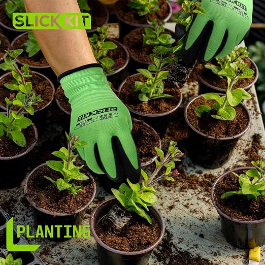 6 Pairs Gardening Gloves for Women & Men, Spring Green & White | Breathable Rubber Coated, Water & Soil Resistant Protective Gloves for Yard Garden, Outdoor Indoor, Medium