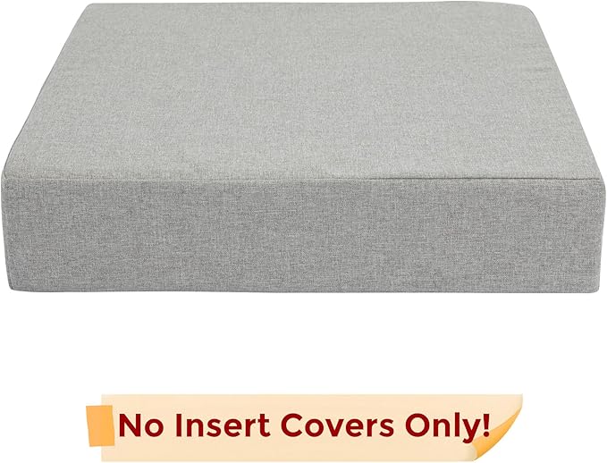 FUNHOME Outdoor Cushion Covers 24 x 24 x 4 inch,Set of 2,Non-Slip Grips Bottom,Replacement Cushion Covers for Garden Patio Furniture Couch Chair,Fade-Resistant Slipcover Only,No Insert(Light Gray)