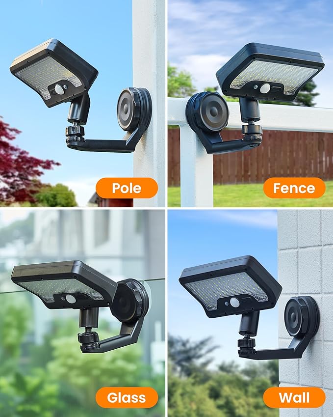Magnetic Solar Lights Outdoor with Motion Sensor, 92LEDs 600 LM Bright Solar Fence Lights, IP65 Waterproof Security Lights with Strong Magnets for Deck, Patio, RV, Camper (1Pack)