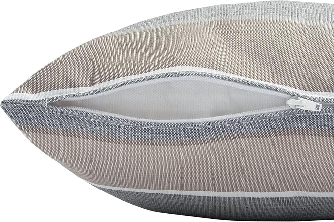 FUNHOME Outdoor Throw Pillows 18x18 inch,Decorative Throw Pillow with Insert Set of 2,Water Resistant Pillow for Patio Furniture Sofa Couch Chair(Gray Stripe)