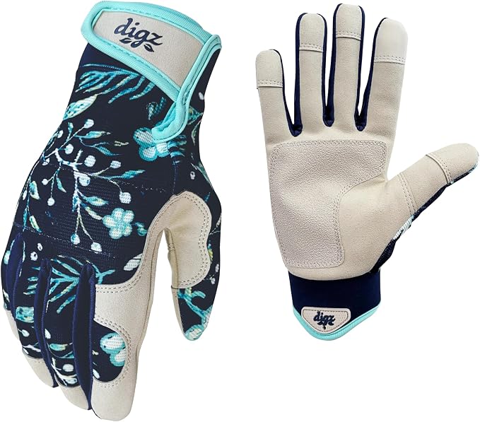 DIGZ Gardening Gloves, Women Small, 1 Pair, Adjustable Wrist | Synthetic leather palm and reinforced fingers, 4-way stretch fit for planting, weeding, and landscaping tasks