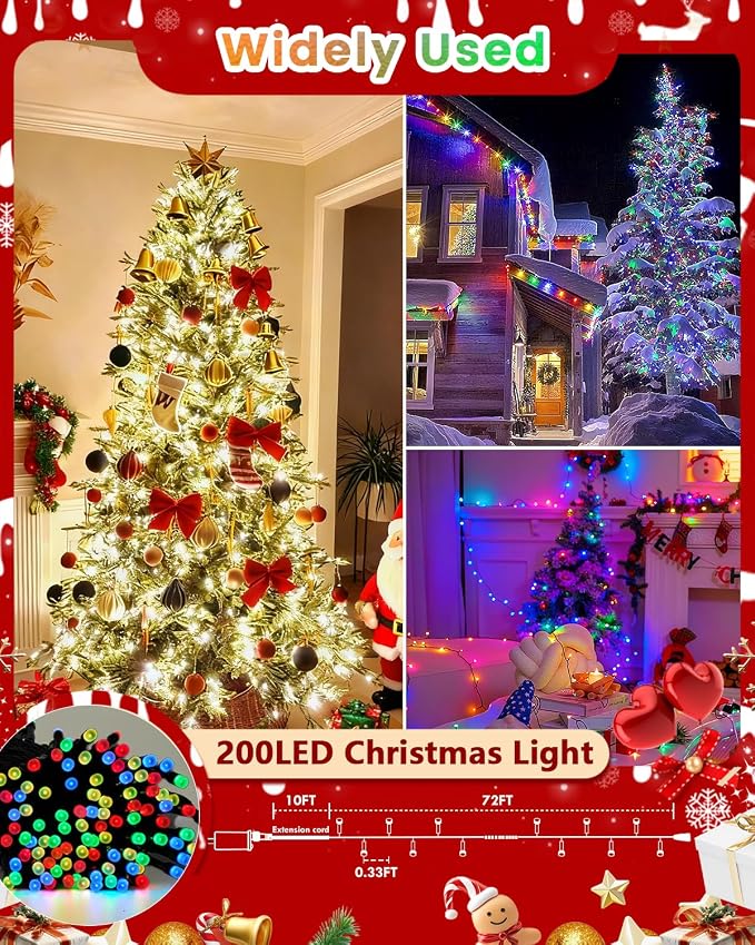 OZS 200LED Smart Color Changing Fall String Lights | 82FT App Controlled Orange Lights, Waterproof RGB LED String Lights with Remote & Timer, Music Sync Multiple Modes Indoor Outdoor for Fall Decor