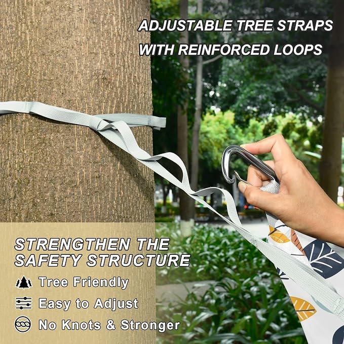 Camping Hammock Outdoor Hammocks for Outside Fall Leaves Beach Trees Portable Lightweight with Pockets Tree Straps Indoor