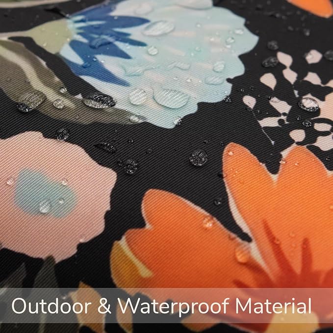 Floral Outdoor Throw Pillow Covers 20x20 Waterproof Colorful Summer Spring Garden Decorative Square Patio Pillows Outdoor Pillows Covers for Patio Furniture Set of 2 (No Pillow Insert)