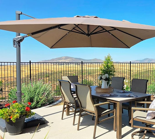 PURPLE LEAF Patio Umbrella 9' X 11.5' Rectangle Cantilever Umbrella Large Aluminum Outdoor Umbrellas with 360-degree Rotation & UPF40+ Premium Fabric for Deck Pool Garden Yard, Ash Mocha